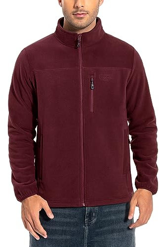 Pioneer Camp Herren Fleecejacke Full Zip Outdoor Polar Leicht Winddicht Jacke mit Reißverschluss Weinrot L