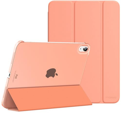 MoKo for iPad (A16) 11th Generation Case 11 Inch 2025, iPad 10th Generation Case 10.9 Inch 2022, Slim Stand Hard PC Translucent Back Shell Smart Cover, Support Touch ID, Auto Wake/Sleep,Apricot Orange