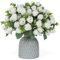 JUSTOYOU 4-Bündel künstliche weiß Rosen, Seide Rose Sträuße mit Eukalyptusblättern, Rose gefälschte Blume mit 44 Rosenköpfen für Hochzeit Home Geburtstagsparty Arrangement Garten Dekoration (weiß)