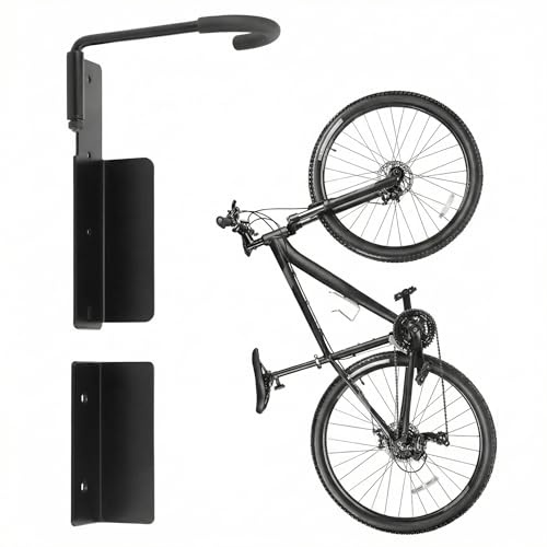 QWORK® Fahrrad Wandhalterung Vertikal Fahrradhalter bis 30 Kg, Platzsparender Fahrrad Haken mit Hardware für Rennrad oder Mountainbike