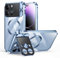 iPhone 15 Pro Max Hülle Doppelseitige Schnalle, kompatibel mit Magsafe Magnetische Adsorption Metall Bumper mit Kamera-Abdeckung, Ganzkörperschutz Metall Bumper Case (Blau, iPhone 15 Pro Max)