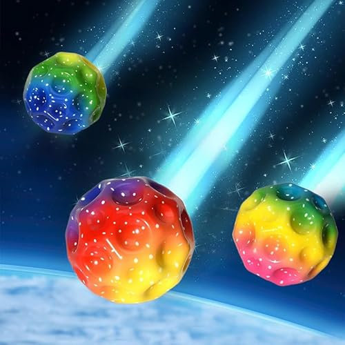 songyea 3 Stück Moon Ball, Hohe Sprünge Gummiball Space Ball Moonball,Planeten Hüpfbälle, 7 cm Flunkyball Bounce Ball Bouncing Ball für Kinder, Hohe Bounce-Loch-Ball Mondball Lavaball (B)