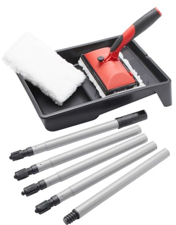 Fit For The Job 5pc Decking Stain Applicator Set for Applying Decking Stains, Paints, Oils to Wooden Decks, Floors, Fences 2X High Capacity Long Pile Paint Pads