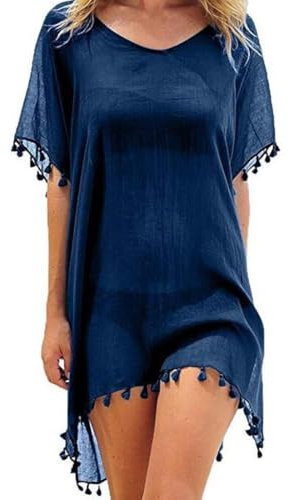 Hanaoops Robe de Plage pour Femmes Ete Bikini Cache-Maillots Mousseline Poncho de Plage Maillot de Bain Plage Bikini Cover Up Chic Loose Semi-Transparent Robe Couvrir Blouse Tunique pour Vancance