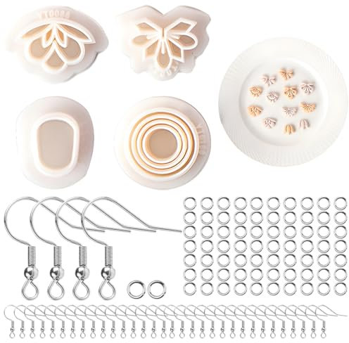 VJUYSW Lot de 4 emporte-pièces en pâte polymère en forme de fleur, boucles d'oreilles pétales en pâte polymèreset d'emporte-pièces en pâte polymère,set d'emporte-pièces en pâte polymère emporte piece