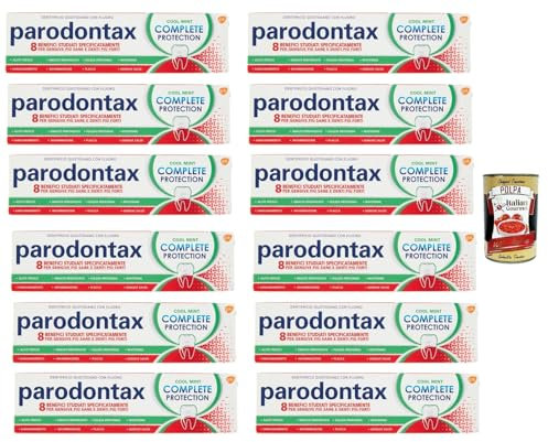 Dentifricio Complete Protection Cool Mint, Zahnpasta für gesundes Zahnfleisch und starke Zähne, 12x 75ml + Italian Gourmet polpa 400g