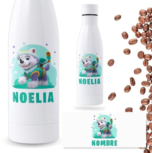 Botella Personalizada Patrulla | Botella de Agua Acero Inoxidable Térmica de Doble Capa | Libre de BPA y Reutilizable | Botellas de Agua para niños (EVEREST, 500 ML)