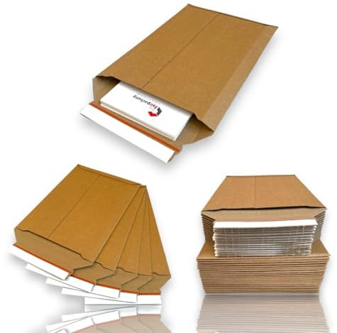 50 x Versandtaschen A4 aus Karton - Büwa Verpackung für Kleidung, Bücher, Warensendung, DHL Umschlag Umschläge B4