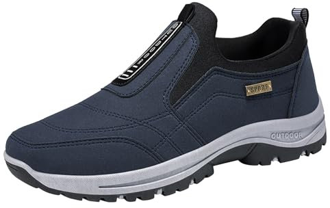 Generisch Zapatillas de senderismo para hombre sin cordones, zapatillas antideslizantes para hombre, ligeras, planas, de un solo color, zapatillas deportivas, zapatillas de exterior, azul, 43 EU