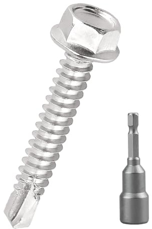 8 viti autofilettanti a testa esagonale da 1-1/2 (50 pezzi), viti esagonali flangiate in acciaio inossidabile 410, viti Tek, autofilettanti rapide, Fayeploo