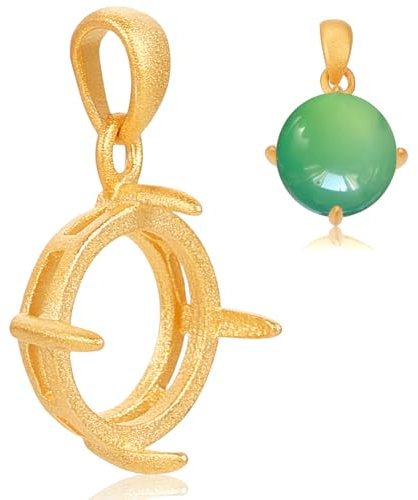 BENECREAT vergoldete Silberfassungen Fassungen Runde Leere Anhänger mit 4 Krallen für 12-mm-Edelsteine, Cabochon-Fassungen für Halsketten, Armbänder, Ohrringe, Zubehör zur Anhängerherstellung