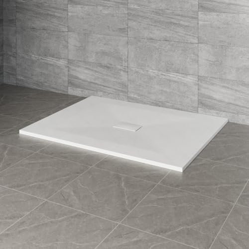NRG 1200x1000mm SMC Rectangle Shower Tray White Slip-Resistance Bathroom Shower Base Easy to Clean
