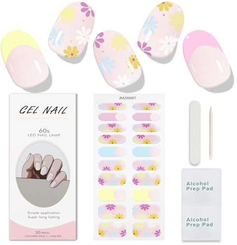JMEOWIO Unghie Gel Adesive UV Fiore Colorato Smalto Adesivo per Unghie Gel Nail Stickers Decorazioni Unghie Nail Art Disegni