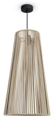 Paco Home LED Pendelleuchte Wohnzimmer Pendellampe Hängeleuchte Esszimmer Küche Deko Vintage Korboptik Boho Natur E27, Lampenart:Pendelleuchte, Farbe:Schwarz 8