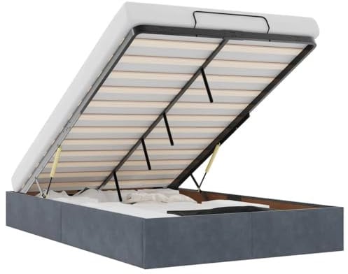 vidaXL Ottoman-Bett ohne Matratze Dunkelgrau 120x200 cm Samt, Bettrahmen, Bettgestell mit Stauraum, Polsterbett, Bettgestell, Bettrahmen mit Stauraum