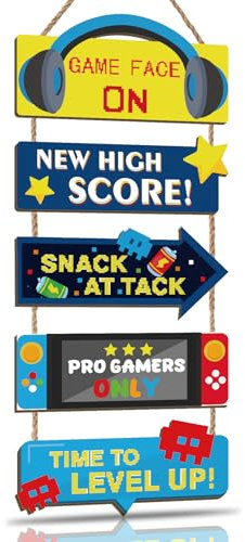 ANHUIB Gaming Video Wall Sign Gaming Door Sign for Bedroom Gaming Accessories for Boys Game Hanging Wall Art Gamer Room Wooden Plaque Xbox Gifts for Teenager Decor Video Game Room Decoration