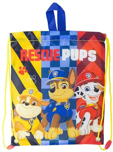 Stor Turnbeutel Kinder Paw Patrol - Sportbeutel mit Kordelzug und Tragegriffen - Strapazierfähiges Textilgewebe 30x25cm - Für Schule Kindergarten Ausflüge
