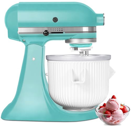 Accessoire pour machine à crème glacée KitchenAid, accessoire Kithcen Aid pour machine à crème glacée – Compatible avec les mélangeurs sur socle de 4,5 l et plus grand, bol à crème glacée de 2 litres