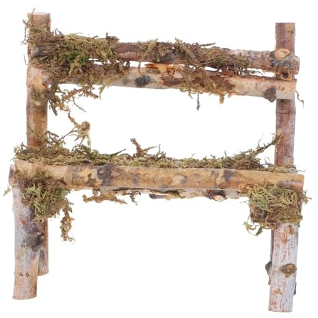 ERINGOGO Mini Holzbank Figurine Eleganter Kleiner Stuhl Für Puppenhäuser Mikrolandschaften Und Fotografie-Dekoration Birkenholz-Dekoration Für Fenster-displays Und Miniatur-szenen