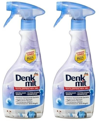 Denkmit Textilerfrischer & Faltenglatt, Geruchsentferner, Knitterfreie Kleidung ohne Bügeln 2x 500 ml