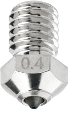 Diamond PCD Düse 0,4mm für E3D V6 Hotend, Prusa i3 MK3S/MINI, Anycubic i3 Mega/Kobra/Kobra Neo 3D-Drucker und mehr, gehärtet – hochpräzise, vernickeltes Kupfer