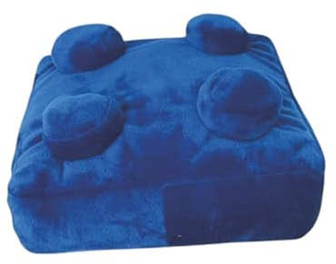 Echo Three Building Brick Cushion Square Blue | Play Pillow Kids Room Home Decor Filled Cushions | Decorative Retro Fun Novelty Cushion Toy Large Pillow