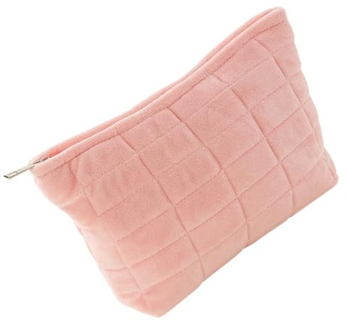 Ciieeo Plüsch Kosmetiktasche in Großer Größe mit Reißverschluss Tragbarer Kulturbeutel für Reisen Make Up Organizer und Federmäppchen in Rosa