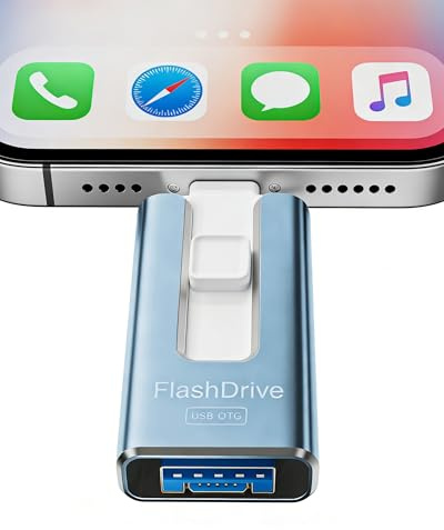 Pendrive para Phone 32GB con Certificación MFi, Memoria USB 3.0 3 en 1,Celeste