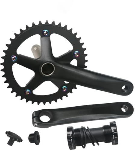 KiBcsLic Kurbelgarnitur mit Innenlag Singlespeed Aluminium Kurbelsatz Kurbelgarnitur mit Tretlag für Radfahr, Pendeln