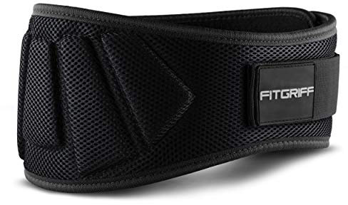 FITGRIFF® Gewichthebergürtel V1 - Fitness-Gürtel für Bodybuilding, Krafttraining, Gewichtheben - Trainingsgürtel für Damen und Herren (Schwarz, 97cm - 108cm Bauchumfang (X-Large))