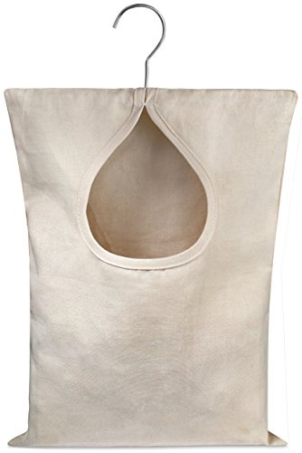 Handy Laundry Clothespin Bag - 11 x 15 - Holds 100 Medium-Sized Clothes Pins, Durable Canvas Material, Hook for Hanging and Effortlessly Sliding on the Clothesline with an Extra-Large Opening.