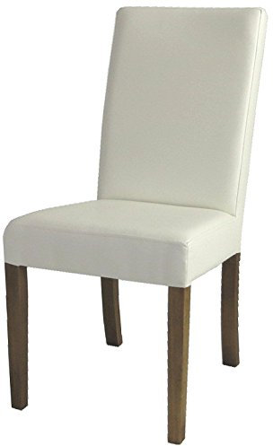 Brasilmoebel® Esszimmerstuhl Narrow weiß gepolstert - Farbton Eiche antik Lehnstuhl Stuhl Hochlehner Polsterstuhl Sitzgruppe Essgruppe Kaffee Samt Kissen Esszimmer Wohnzimmer Küchenstuhl