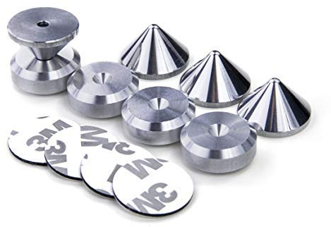 Aluminium Haut-Parleur Pointes de découplage/Cônes + Coussinets Contre-Pointes + Cercles de fixation en mousse