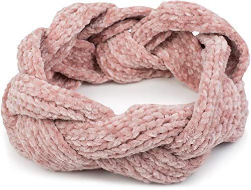 styleBREAKER Damen Stirnband Chenille Strick Geflochten, Rose | Elastisches Polyester-Gewebe für 59 cm Kopfumfang, 23 cm Bundweite ungedehnt, 6 cm schützende Breite, weich.