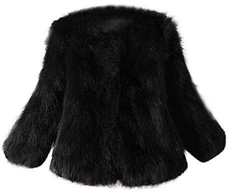 iHENGH Damen Herbst Winter Bequem Mantel Lässig Mode Jacke Frauen Kunstpelz weicher Pelzmantel Jacke Flauschige Winterweste Oberbekleidung(Schwarz, XL)