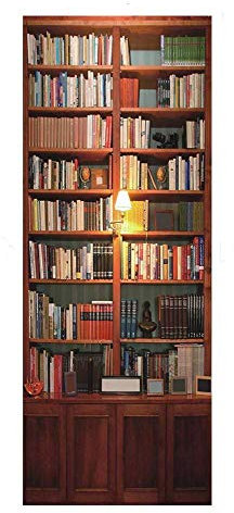 izielad 3D Bibliothek Bücherregal Tür Aufkleber Wandbild Tapete Vinyl abnehmbar für Heimtextilien 15x78.7 Inch x2Pcs 38.5x200cmx2Pcs