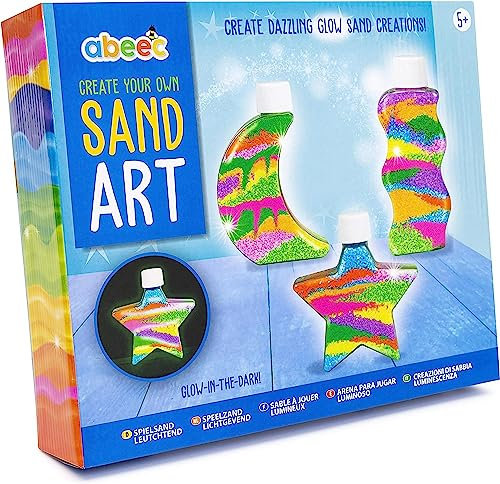 Abeec Kit Pour Céer Des Sculptures De Sable - Ensemble Avec 3 Bouteilles En Plastique, 8 Sachets De Sable Coloré, 1 Sachet De Sable Fluorescent, 1 Sachet De Sable Pailleté, 1 Entonnoir Et 1 Spatule