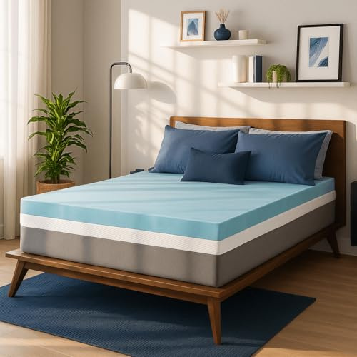 Sure2Sleep – Surmatelas en Mousse à mémoire de Forme et Gel, 5 cm, soulagement de la Pression, Confort rafraîchissant, fabriqué aux USA, certifié CertiPUR-US, adoucit Les Lits fermes, lit Queen Size