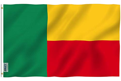 ANLEY Fly Breeze 3x5 Fuß Benin Flagge - Lebendige Farbe und UV-Lichtechtheit - Leinwandkopf und doppelt genäht - Beninese Flags Polyester mit Messingösen 3 X 5 Ft