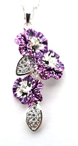 Equilibrium Violet Pansy Cascade Silver Plated Necklace