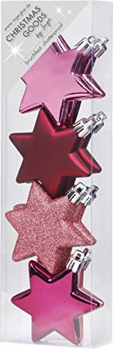 MAGIC 8 Kunststoff Sterne 6cm bruchfest Weihnachtsschmuck Christbaumschmuck Set Berry Kiss (Beere Glanz/matt)