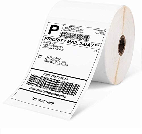 Phomemo 4x6 Thermal Direct Shipping Etikett,500 Stk 4x6 selbstklebendes Thermo-Versandetikettenpapier,geeignet für Expressunternehmen,kompatibel mit Desktop-Etikettendruckern,Rollenetiketten(500)