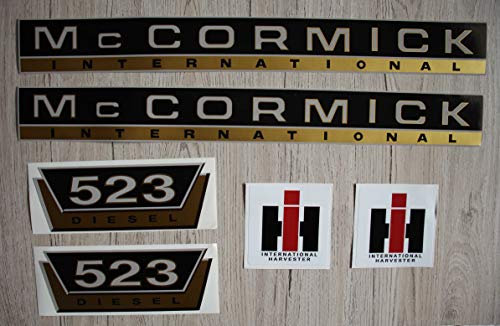 IHC MC CORMICK Aufkleber 523 Gold Traktor Emblem Sticker Label Set