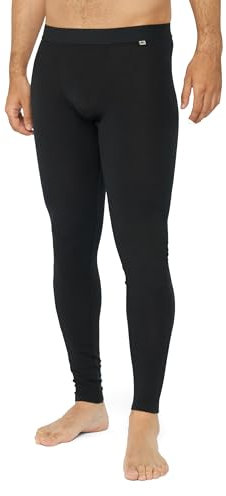 DANISH ENDURANCE Merino Lange Unterhose Herren, Premium Funktionsunterwäsche, Thermounterwäsche Herren, Temperaturregulierend, Mit oder ohne Eingriff, Schwarz, 2XL