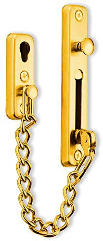 Cerradura de cadena de la puerta de acero inoxidable, cerrojo de seguridad antirrobo con 4 tornillos, guardián seguro para el dormitorio de la casa(Oro)