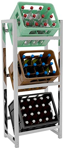 CLP Getränkekistenständer Stack I Platzsparendes Robustes Kistenregal für Getränkekisten I In verschiedenen Größen und Farben erhältlich, Farbe:Chrom, Größe:116x47x31 cm