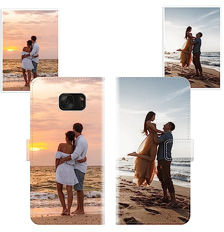 Sunrive Personalisierte hülle kompatibel mit Samsung Galaxy S7 Handyhülle Benutzerdefiniert,Schutzhülle Lederhülle handykette universal Etui mit Eigenem Foto Bild Text Individuelle