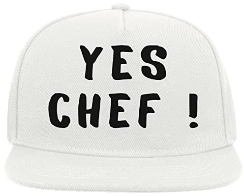 Yes Chef Funny Kitchen Cooking Meme 5 Panel Snapback Flat Visor Cap Hat Baseballmütze Weiß