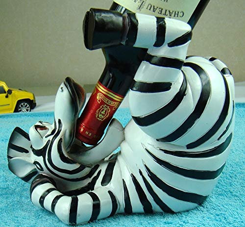 Novel Zebra Figurine Weinflaschenregal Dekorative Harz Goblet Glas Hanger Barware Ornament Supplies Craft Accessories Weinregal (Color : Black and White)