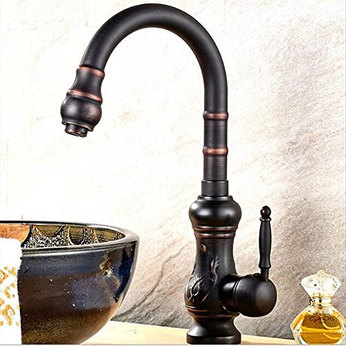 Küchenspüle Wasserhahn für Bar Bauernhaus Gewerbe, Messing Europäische Retro Küchenarmatur, Antik Messing Küchenarmatur, Einhandmischer Kran (Farbe: Öl eingeriebene Bronze) Die neue